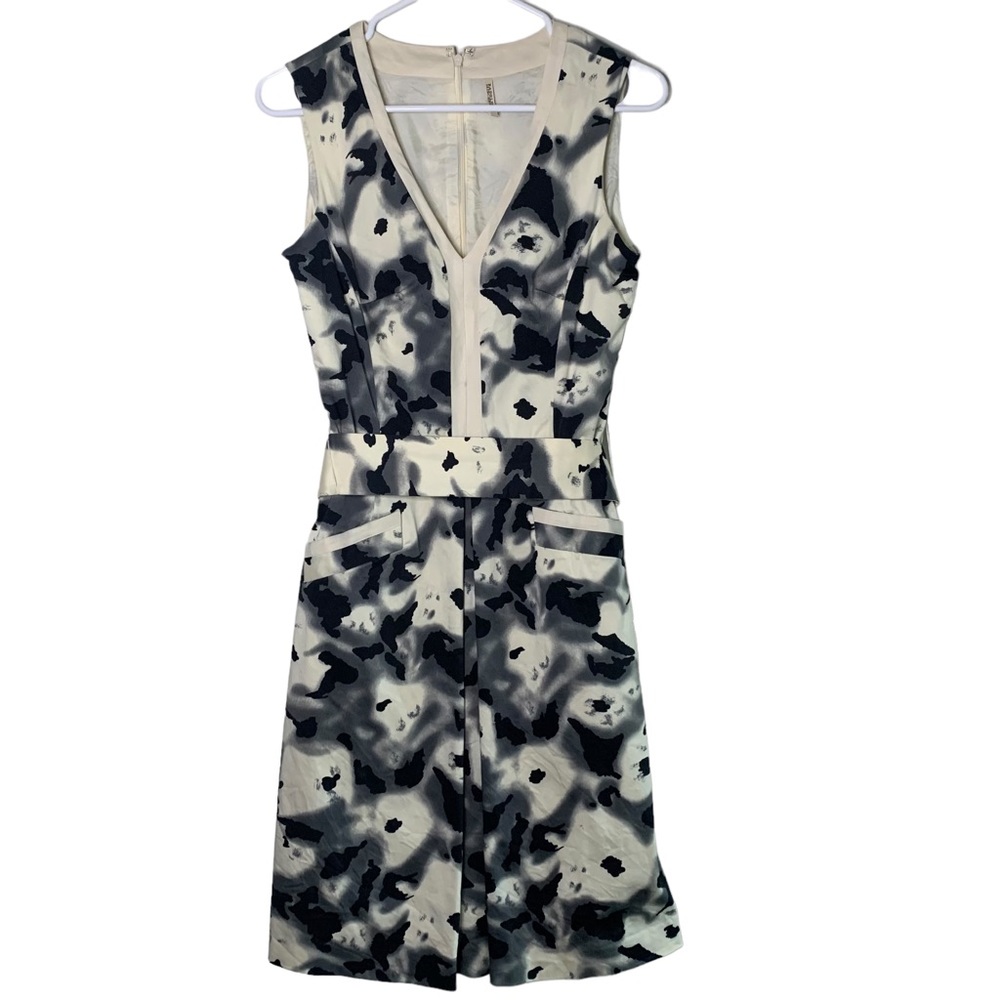 Badgley Mischka Black White Sleeveless A-Line Knee Length Dress Size 4